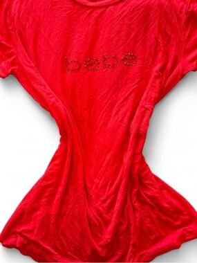 bebe Bright Red Studded Logo Short Sleeve Sleep Tee